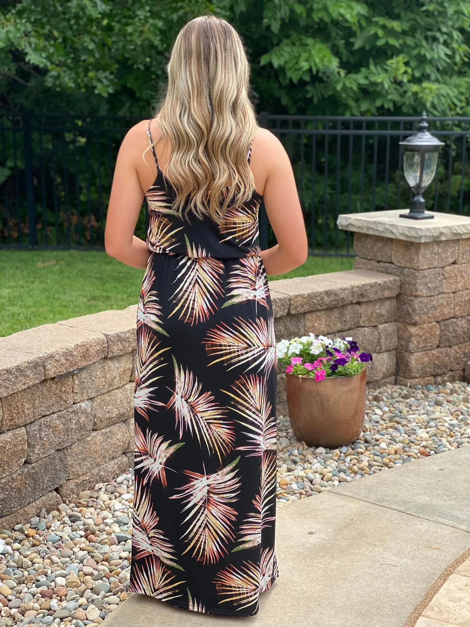 Island Vibes Palm Print Maxi Dress
