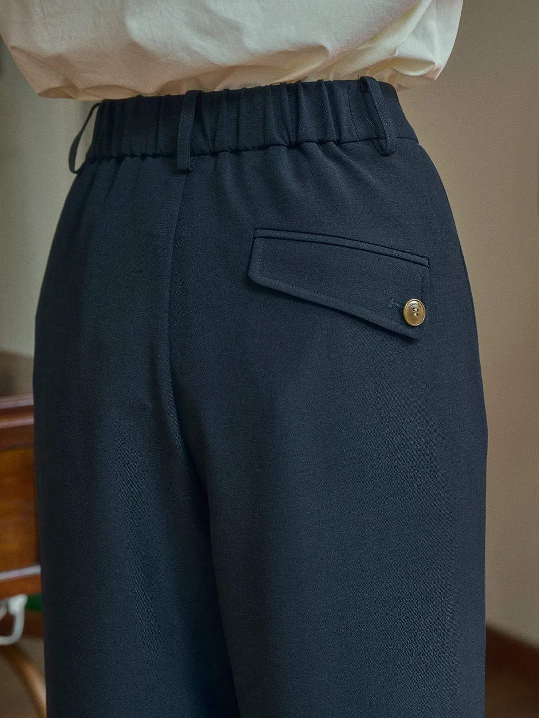 Ivory Black Straight Suit Trousers