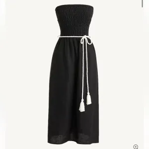J. Crew Womens Strapless Smocked Linen Dress 2X Black Plus Strapless Summer New