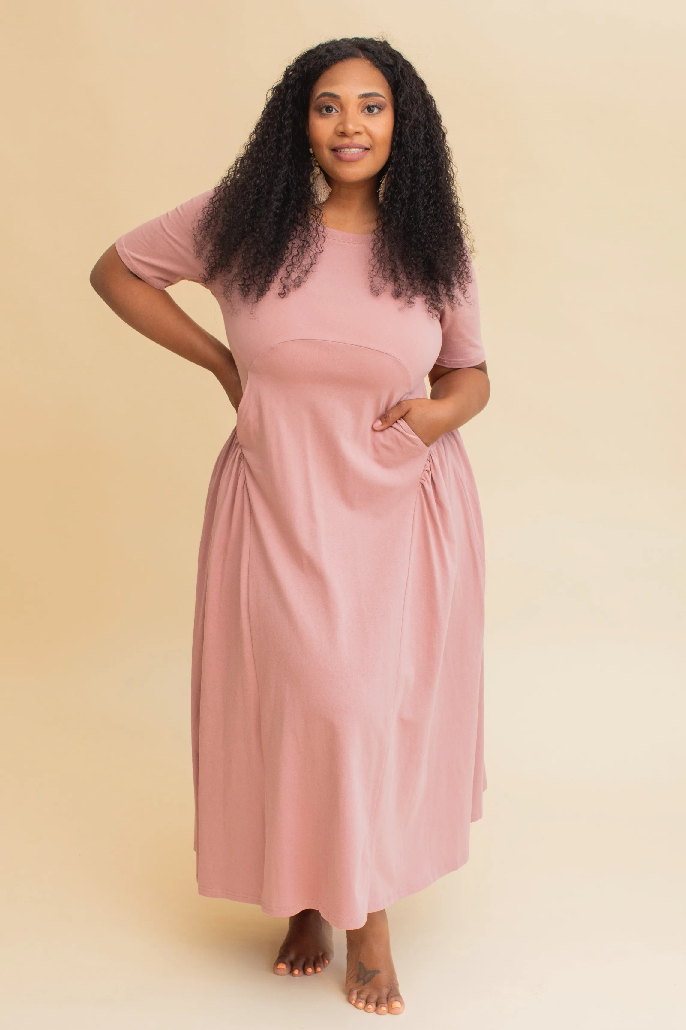 Jersey Maxi Dress-Mauve