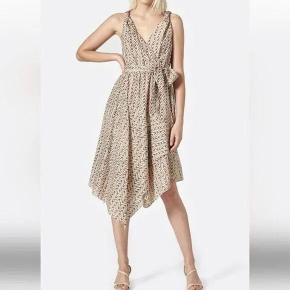 Joie Pharrah Dress Chevron Asymmetrical Cotton Dress