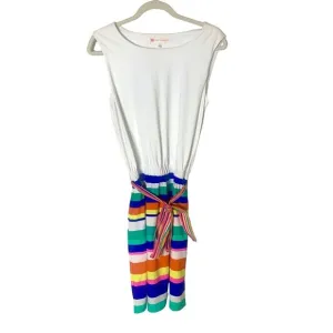 Jude Connally Small White Top Fruitstripe Bottom Tie Waist Pride Rainbow Dress