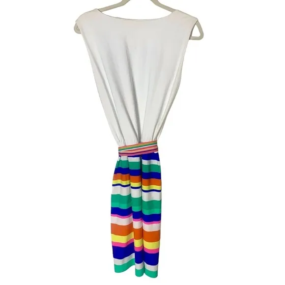 Jude Connally Small White Top Fruitstripe Bottom Tie Waist Pride Rainbow Dress