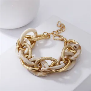 Khaki Acrylic & 18K Gold-Plated Chain Bracelet