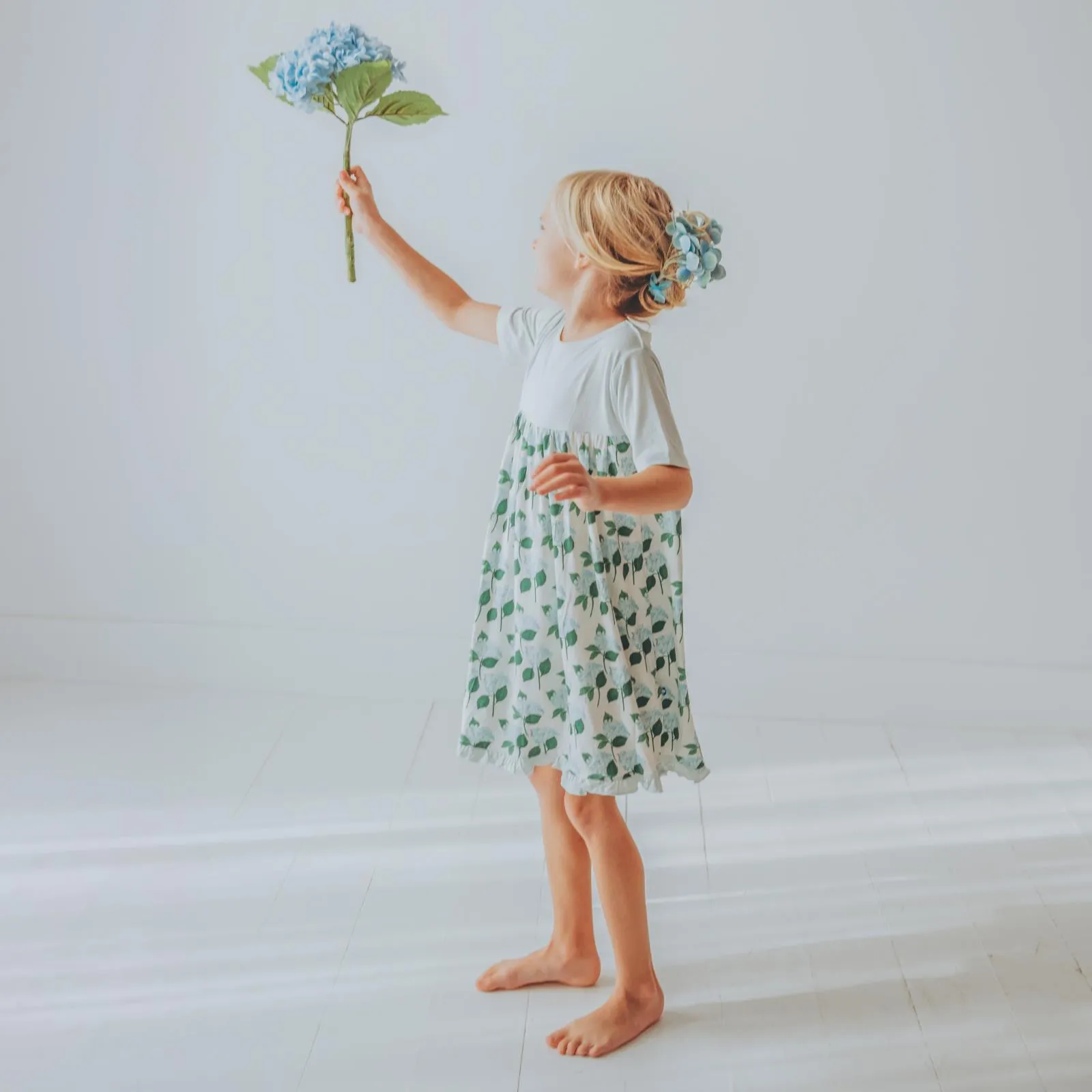 KicKee - Short Sleeve Swing Dress - Hydrangea Bouquet