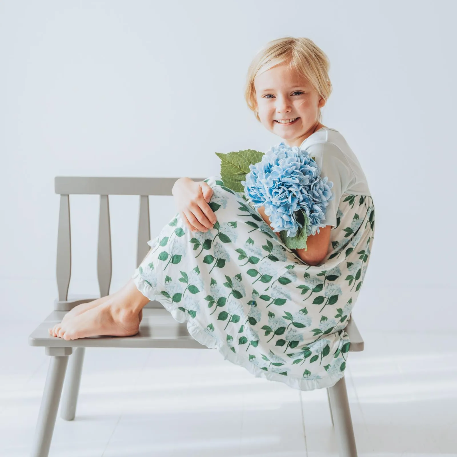 KicKee - Short Sleeve Swing Dress - Hydrangea Bouquet