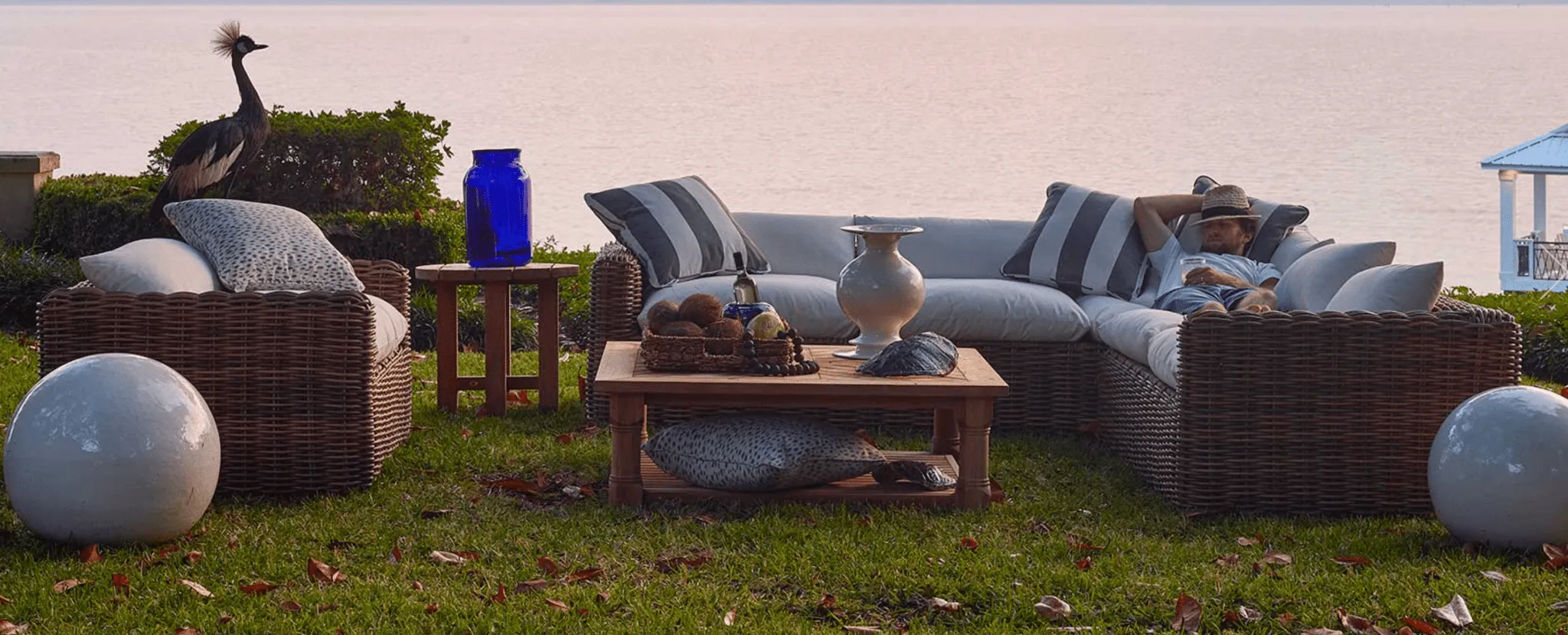 Kona Outdoor Wicker Left Arm Facing Loveseat - Slate Gray