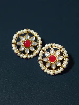 Kundan Stud Earrings with Red Stones