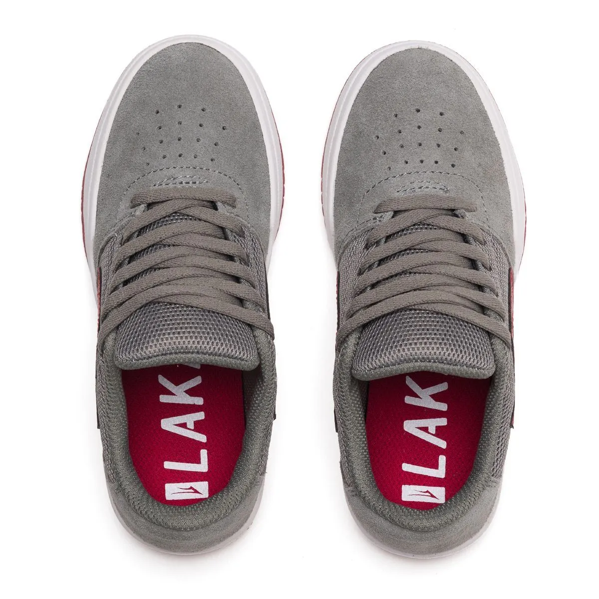 Lakai Brighton Kids Grey Red Suede Skate Shoes