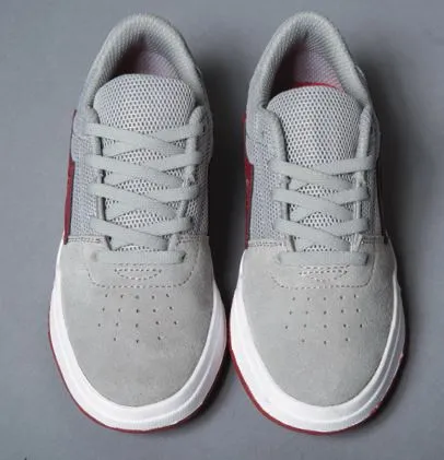 Lakai Brighton Kids Grey Red Suede Skate Shoes
