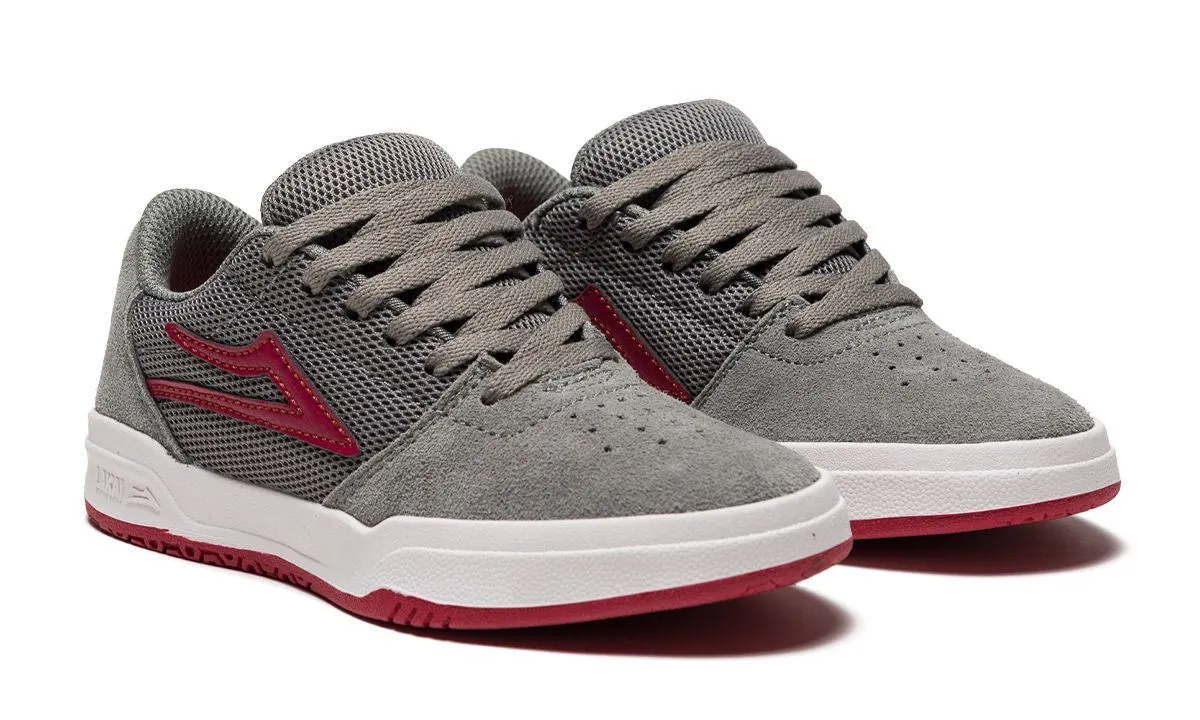 Lakai Brighton Kids Grey Red Suede Skate Shoes