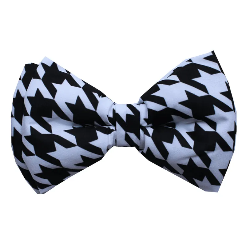 Lana Paws Adjustable Houndstooth Dog Bowtie, Black and White
