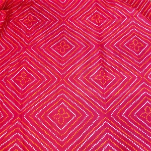 Large Diamonds of Orange & White on Red