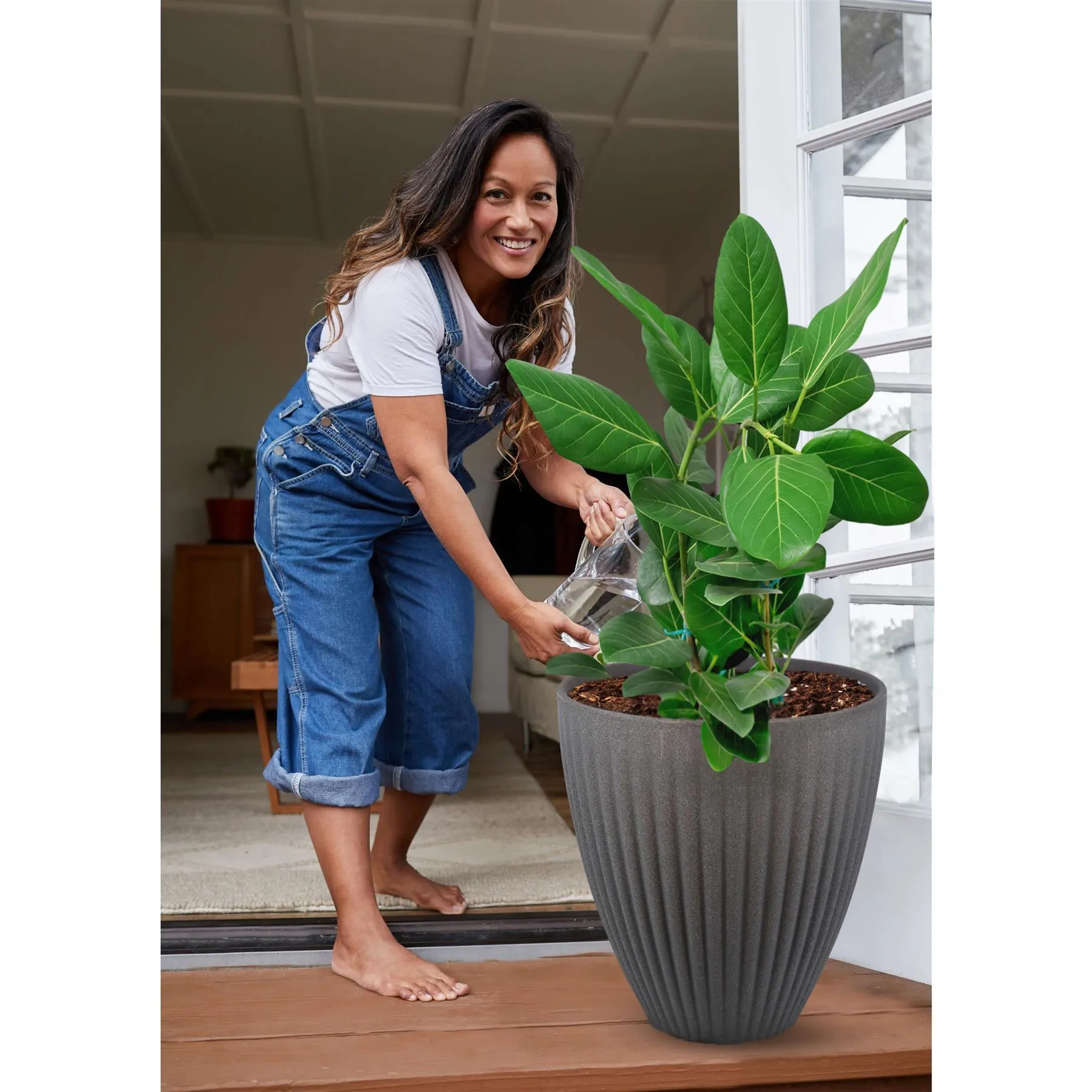 Large Grey Round Planter