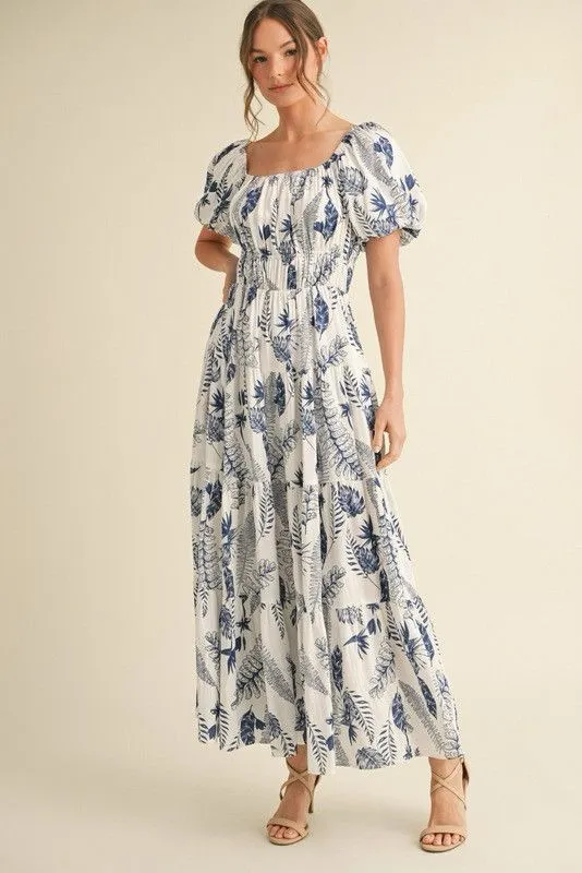 Leaf print maxi dress (Preorder)
