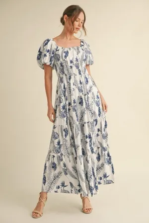 Leaf print maxi dress (Preorder)