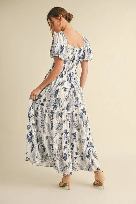 Leaf print maxi dress (Preorder)