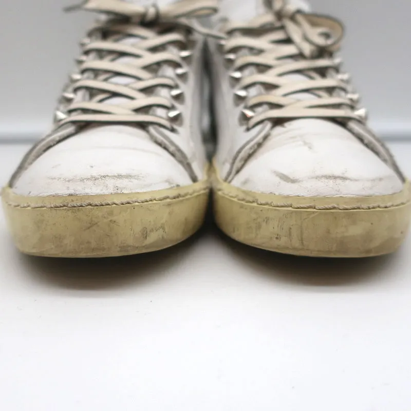 Leather Crown Iconic Stud Low Top Sneakers White & Black Leather Size 38