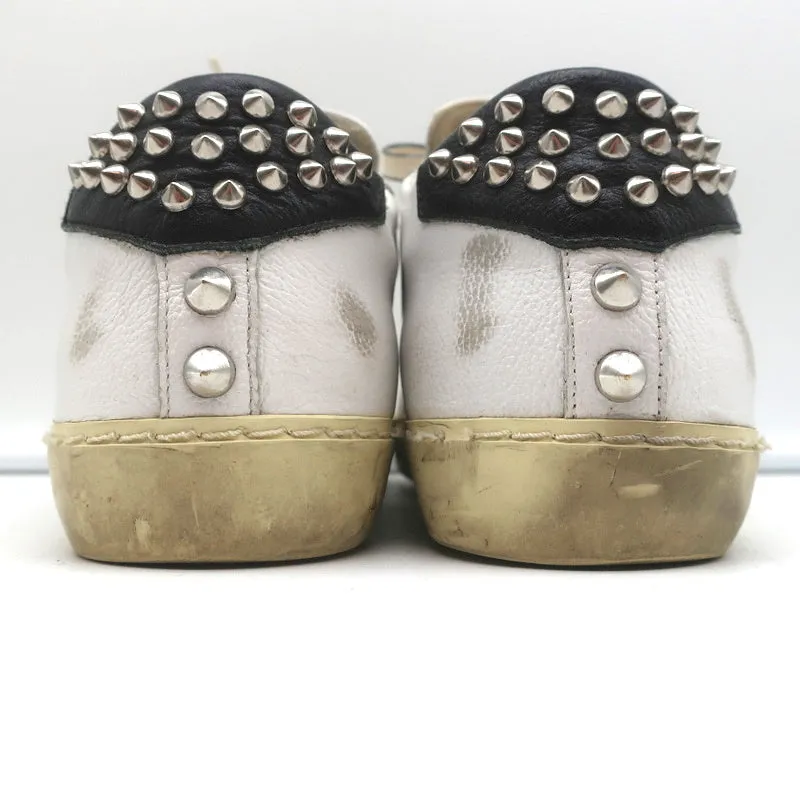 Leather Crown Iconic Stud Low Top Sneakers White & Black Leather Size 38