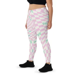 Leggings, Check Swirls Pink