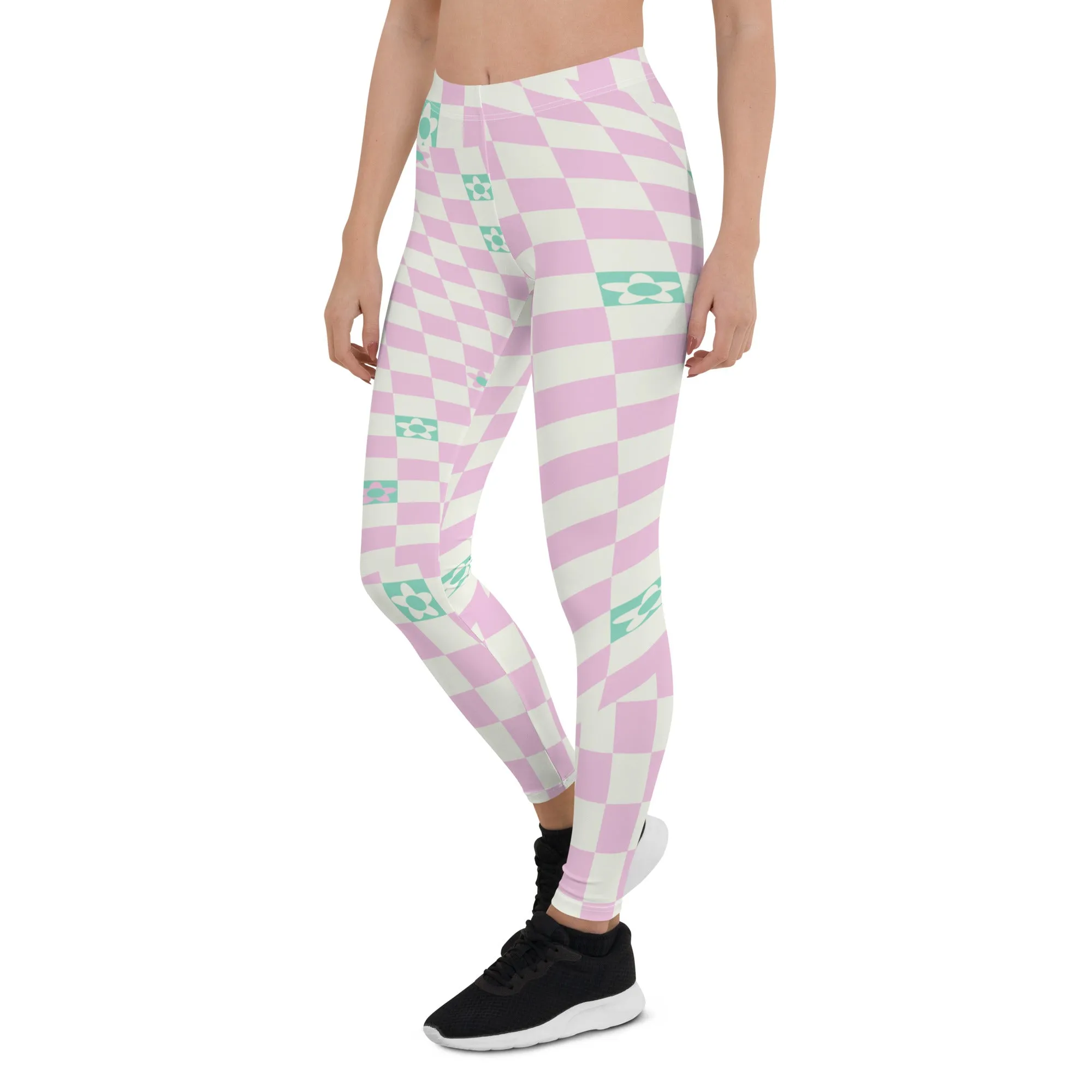 Leggings, Check Swirls Pink