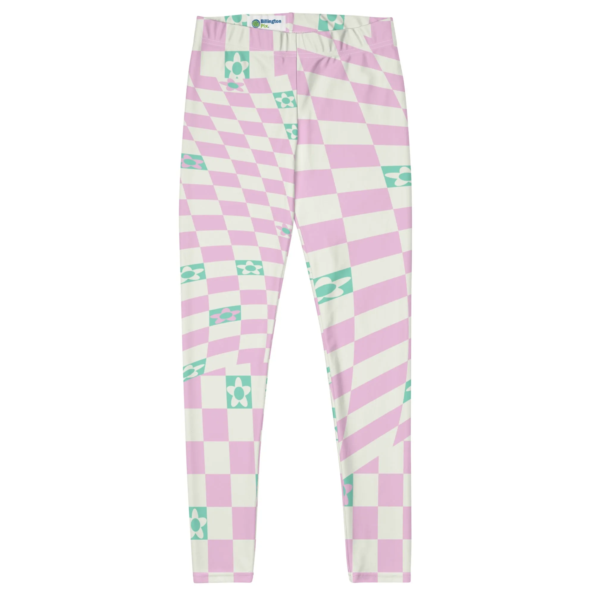 Leggings, Check Swirls Pink