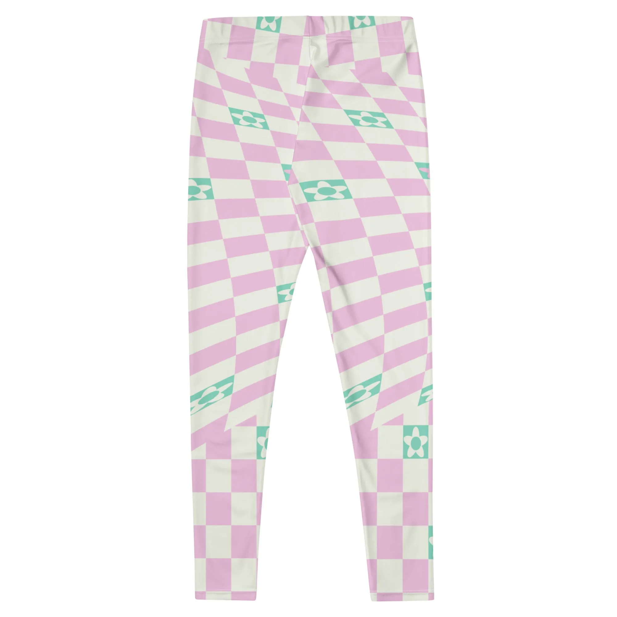 Leggings, Check Swirls Pink