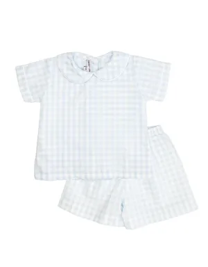 Light Blue Gingham Short Set