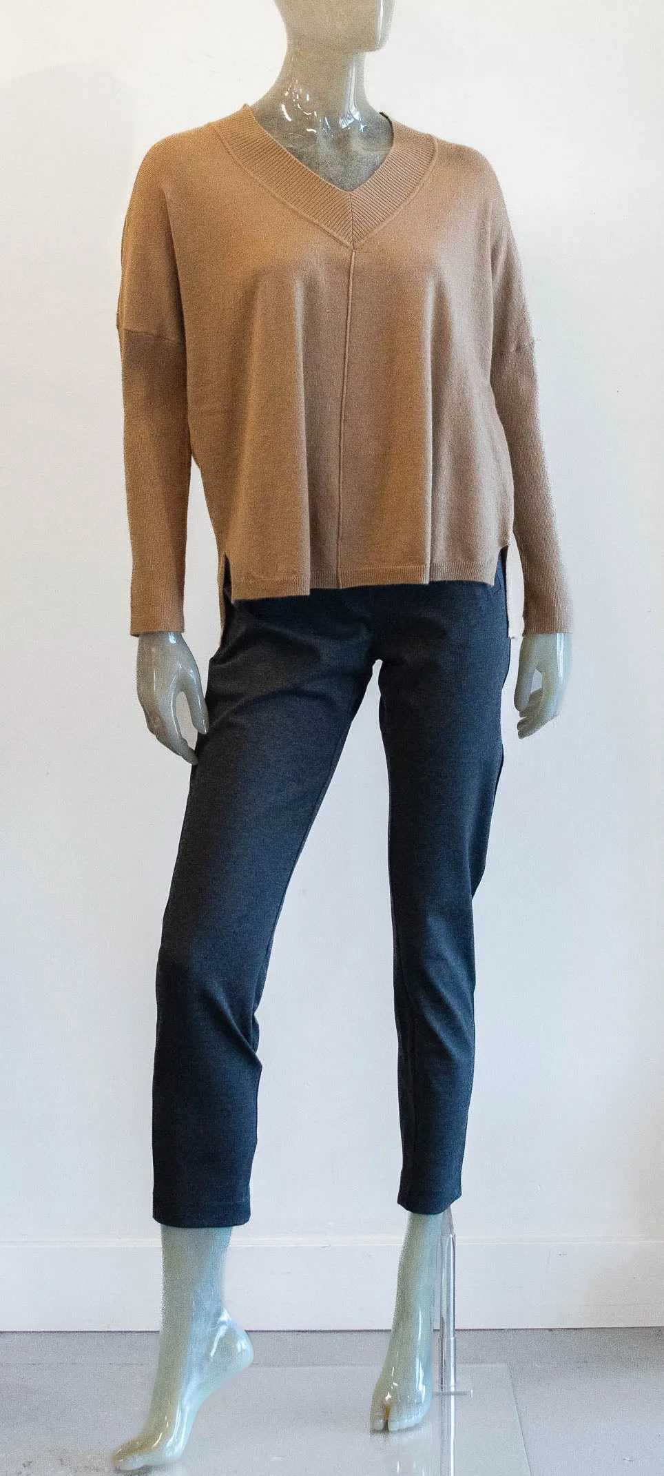 Lightweight Camel V-Neck Sweater