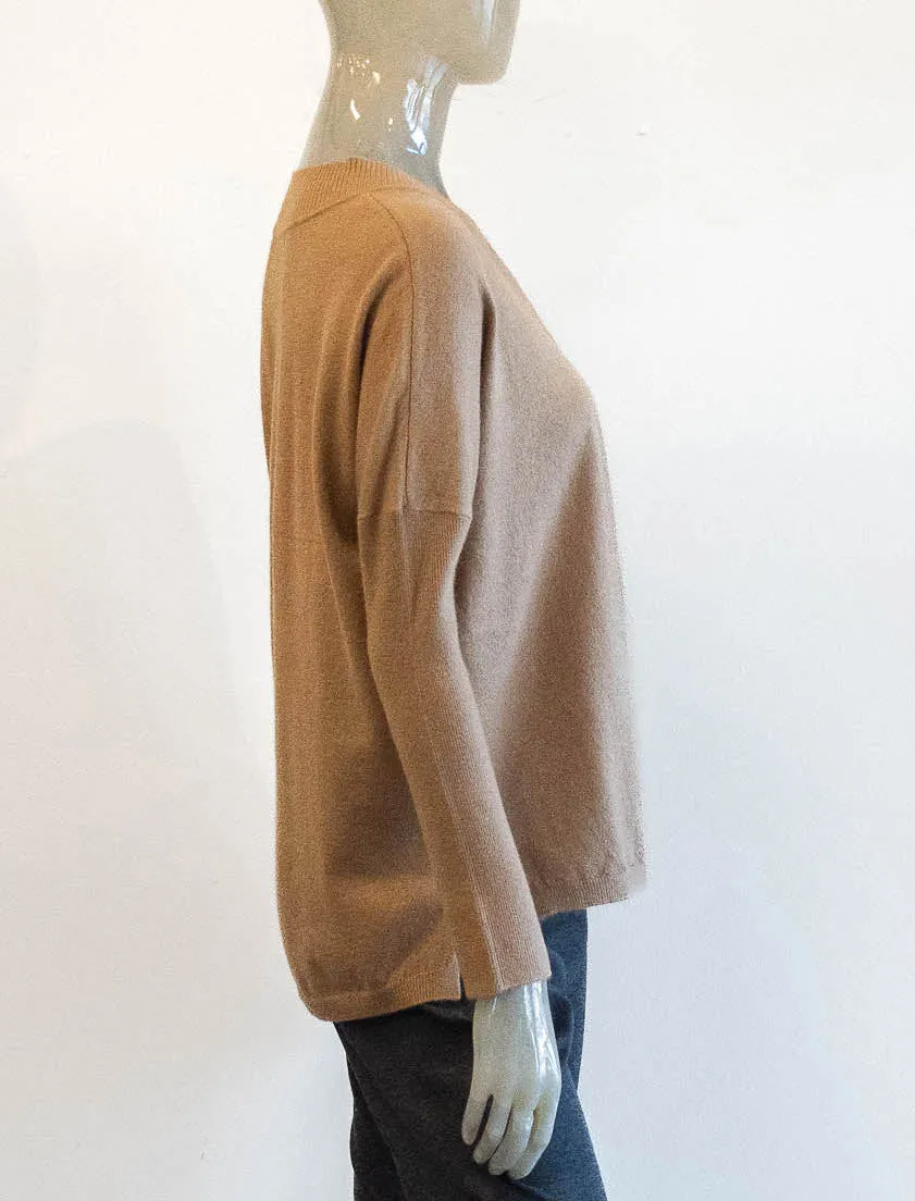 Lightweight Camel V-Neck Sweater