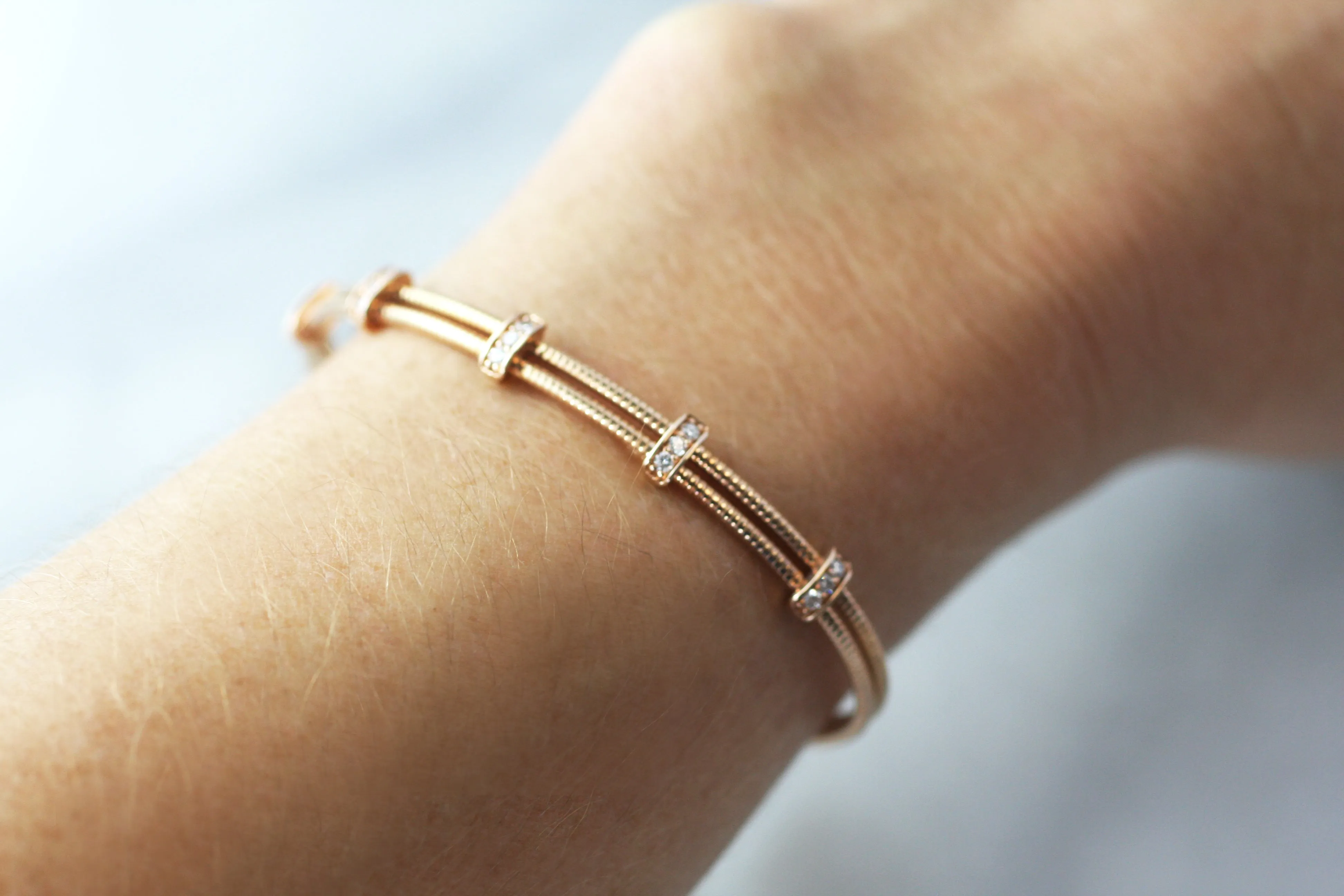 Lightweight Diamond Cable Bangle (Multiple Colors)