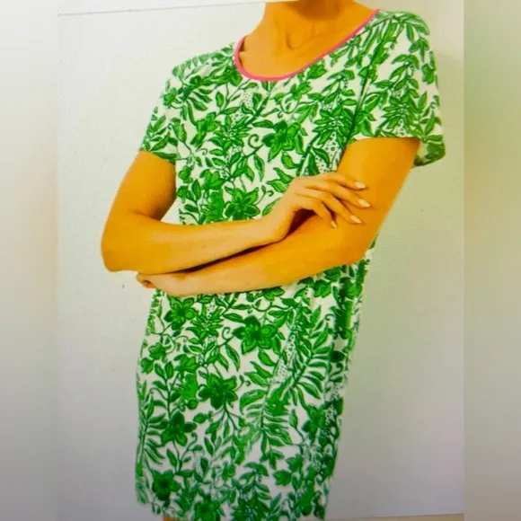 Lilly Pulitzer, NWT, MARGENE pajama sleep‎ fiddle leaf dress, green, size XS