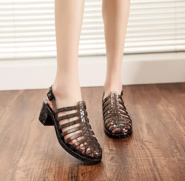 *LIMITED* Retro Crystal Jelly Sandals