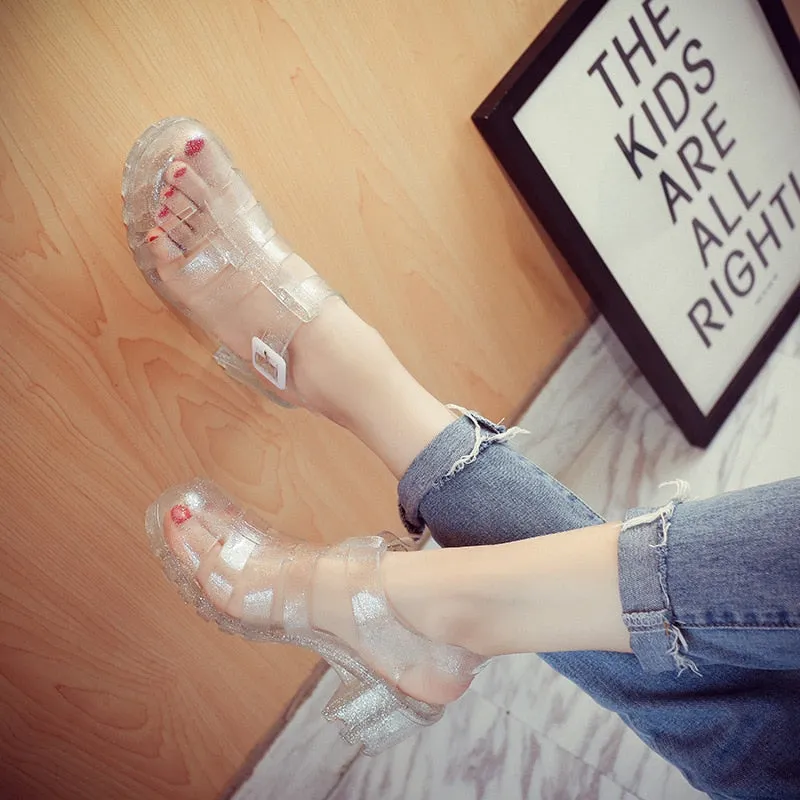 *LIMITED* Retro Crystal Jelly Sandals