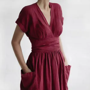Linen Wrap Midi Dress | Breathable & Elegant | Timeless Chic