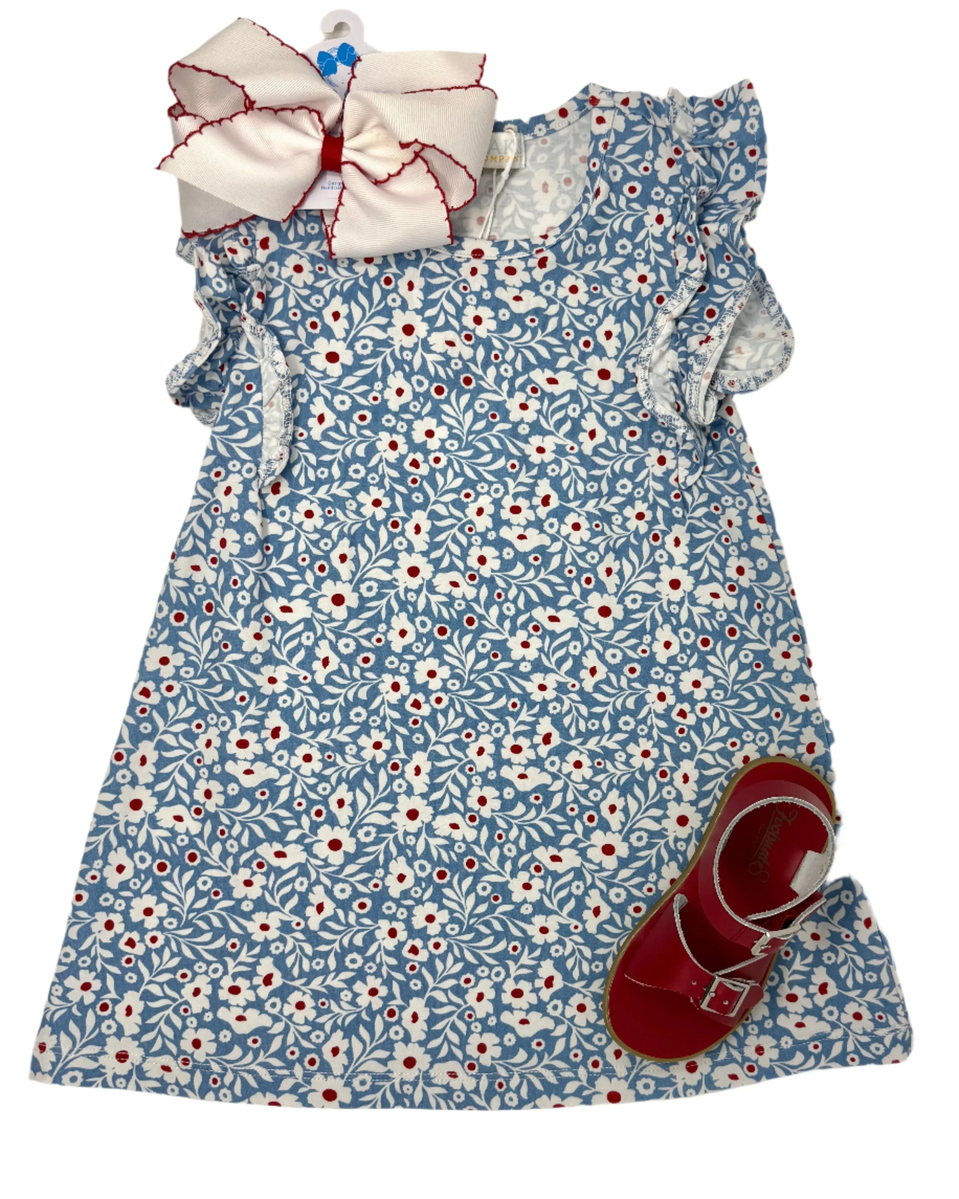 Lori Dress - Red White Blue Floral