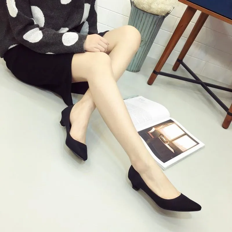 Low Heel Pumps Flock Plain Shallow Slip On Flats Shoes