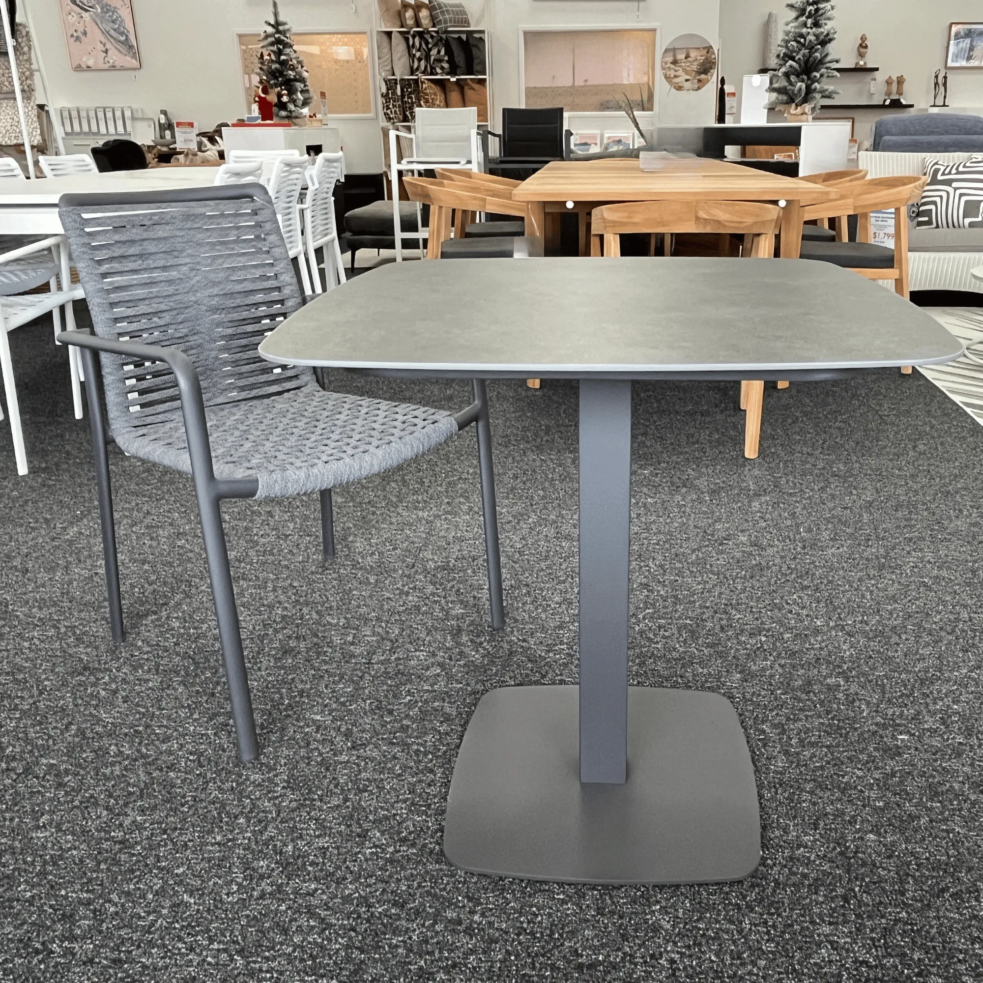 Mahina Ceramic Outdoor Bistro Table - Charcoal