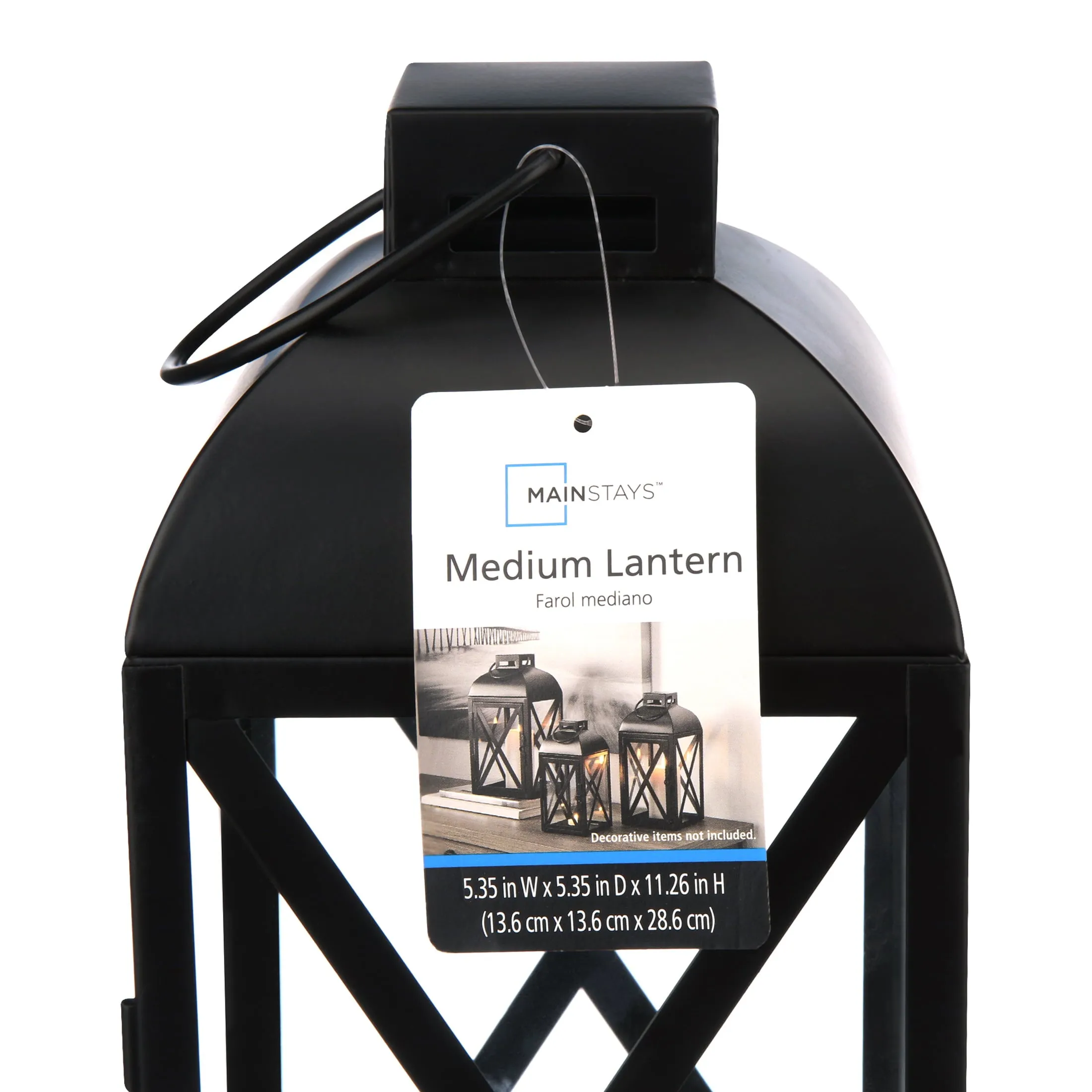 Mainstays Medium Black Metal Candle Holder Lantern