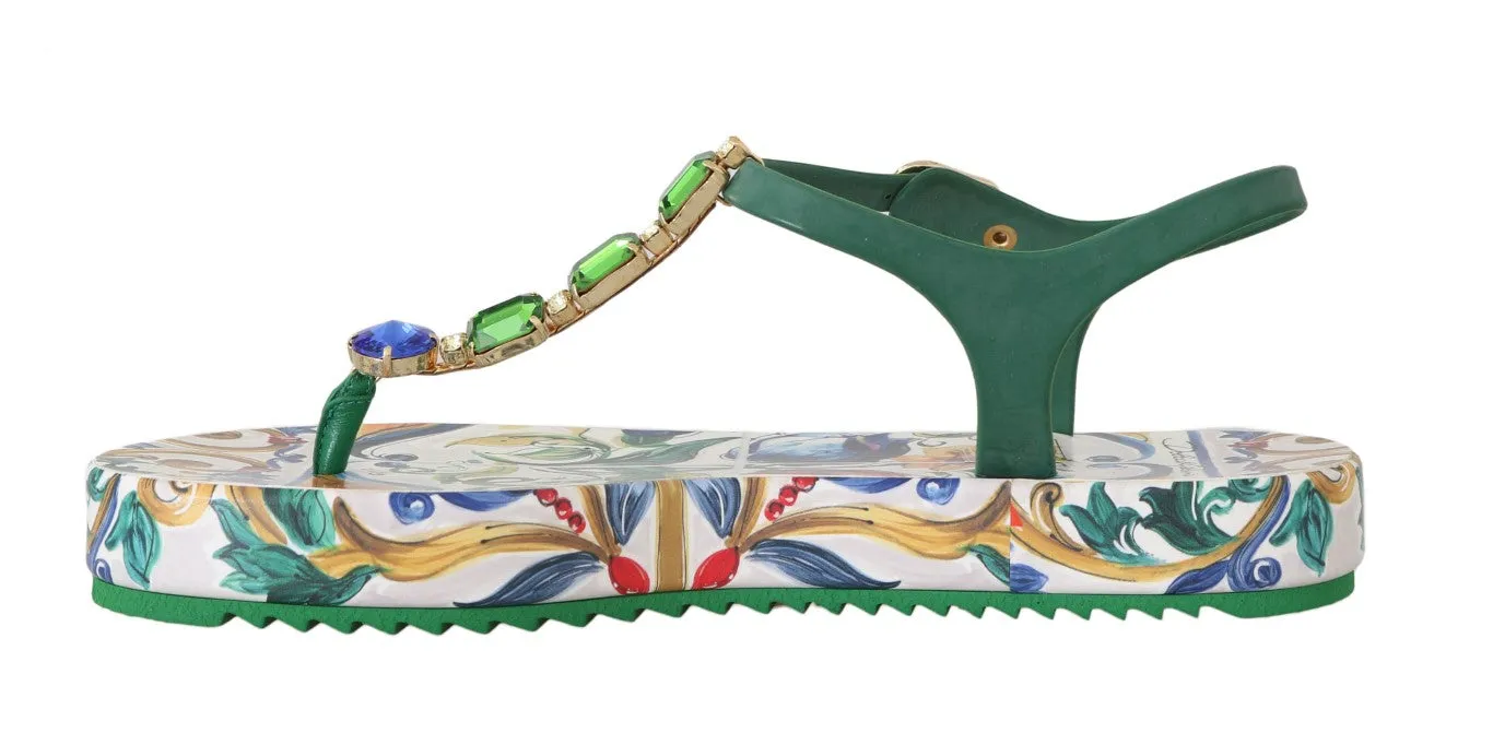 Majolica Crystal Green Sandals