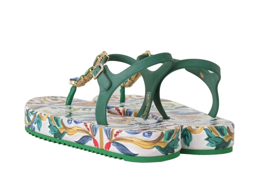 Majolica Crystal Green Sandals