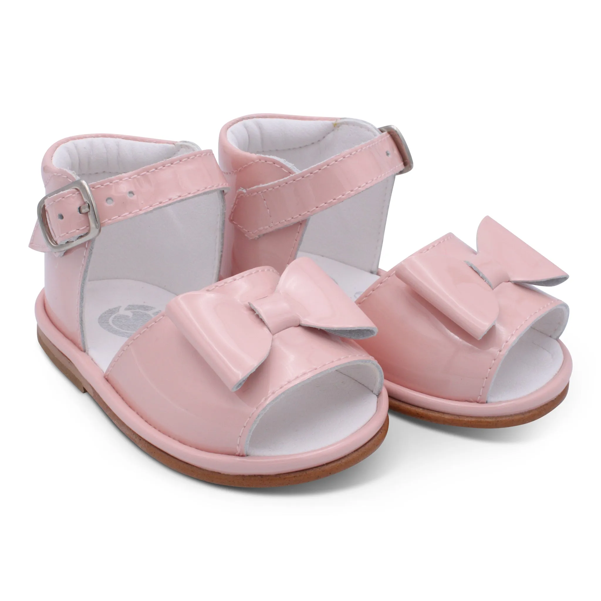 'Marina' Girls Pink Patent Open-Toe Sandals