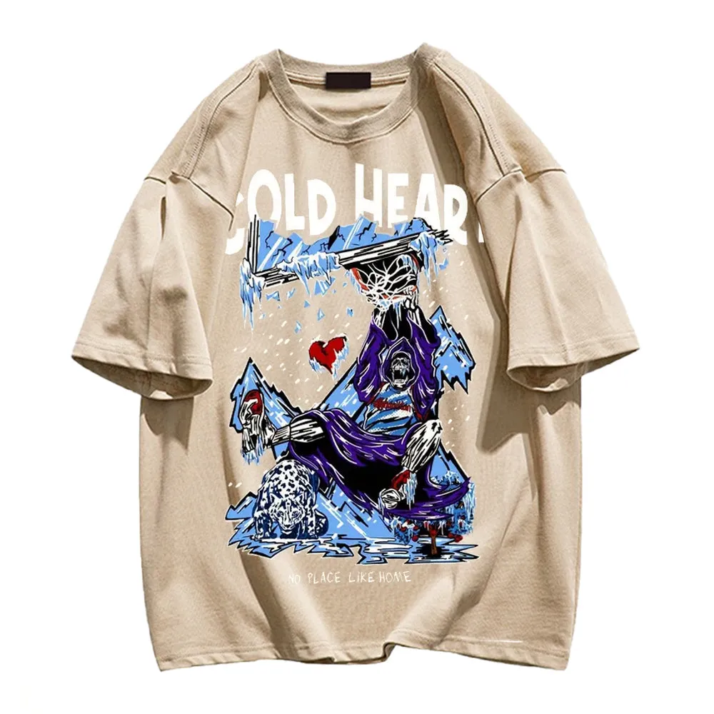 Men's Casual Cotton Skull Collection Graphic Print T-shirt