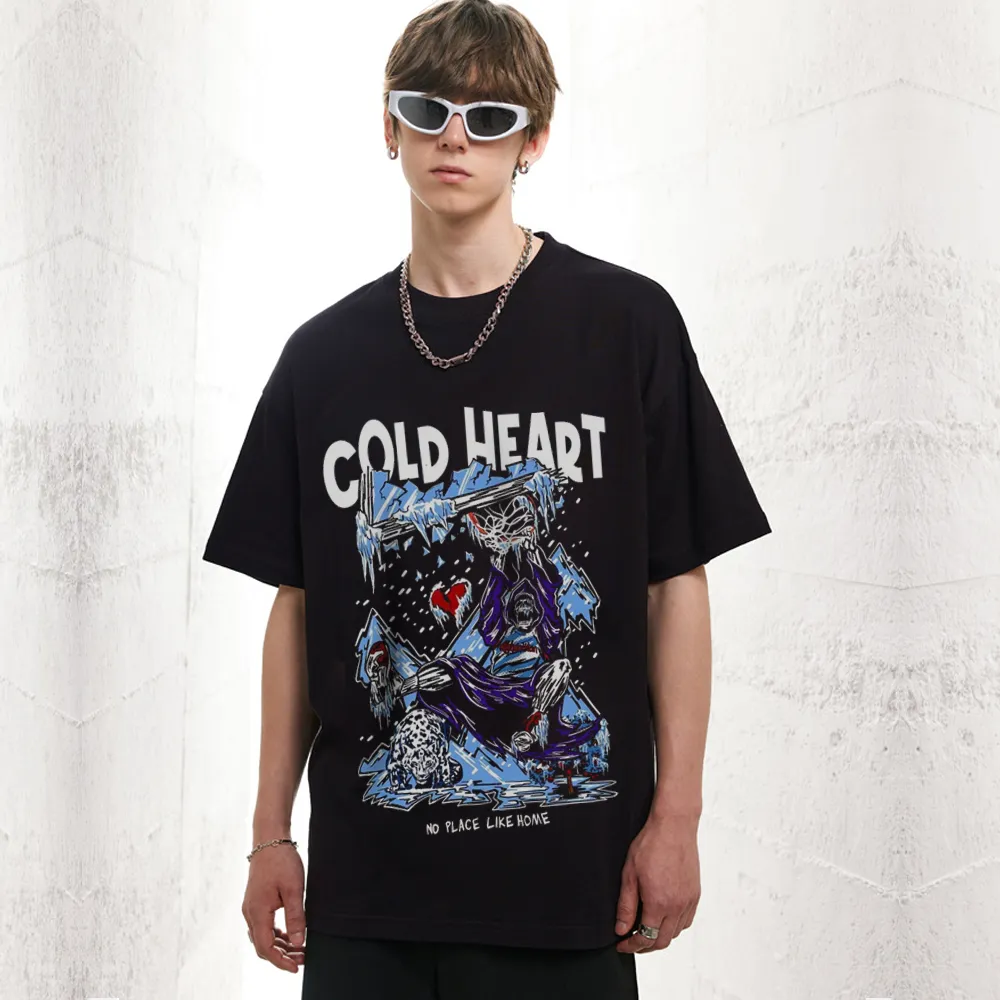 Men's Casual Cotton Skull Collection Graphic Print T-shirt