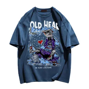 Men's Casual Cotton Skull Collection Graphic Print T-shirt