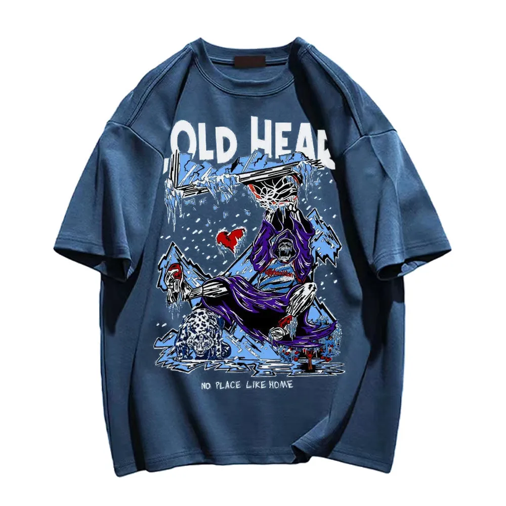 Men's Casual Cotton Skull Collection Graphic Print T-shirt
