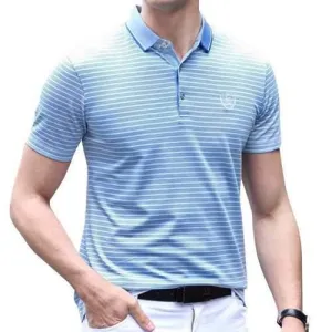 Mens Cotton Striped Short Sleeve Golf Shirt