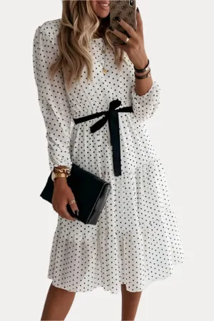 Midi White dress with polka dots