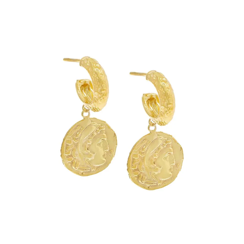 Mini Vintage Coin Hoop Earring