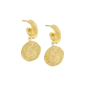 Mini Vintage Coin Hoop Earring